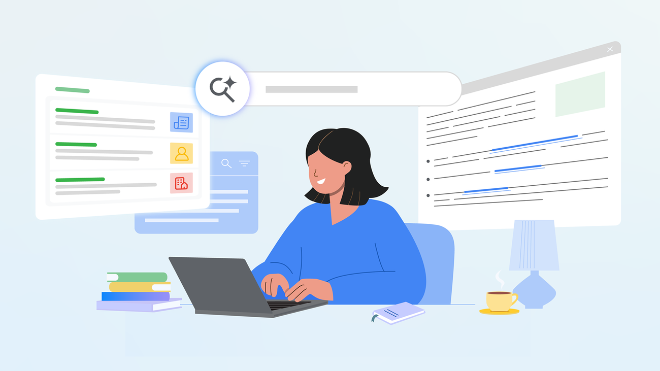 Google blog post header announcing five new ways to explore the web with generative AI in Search